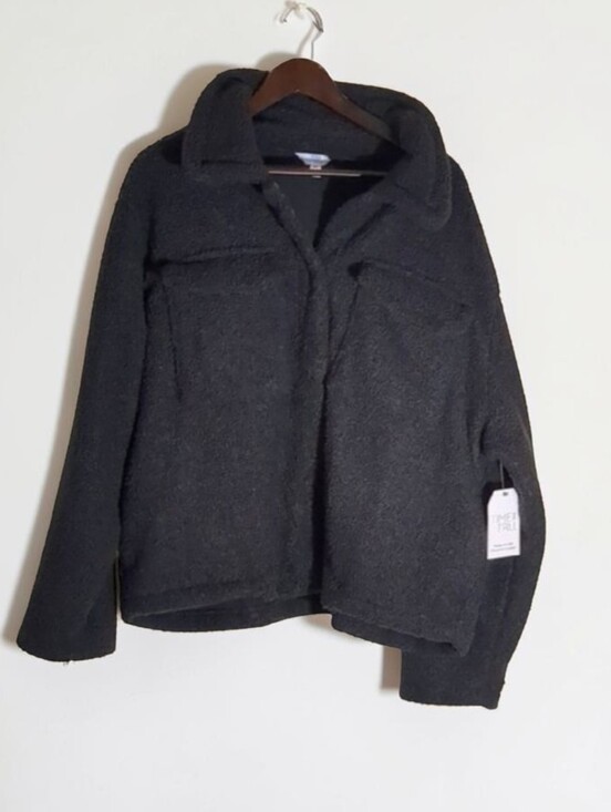 Time and Tru Jackets & Blazers - Time and Tru Charcoal Teddy Jacket Plus Size 2XL